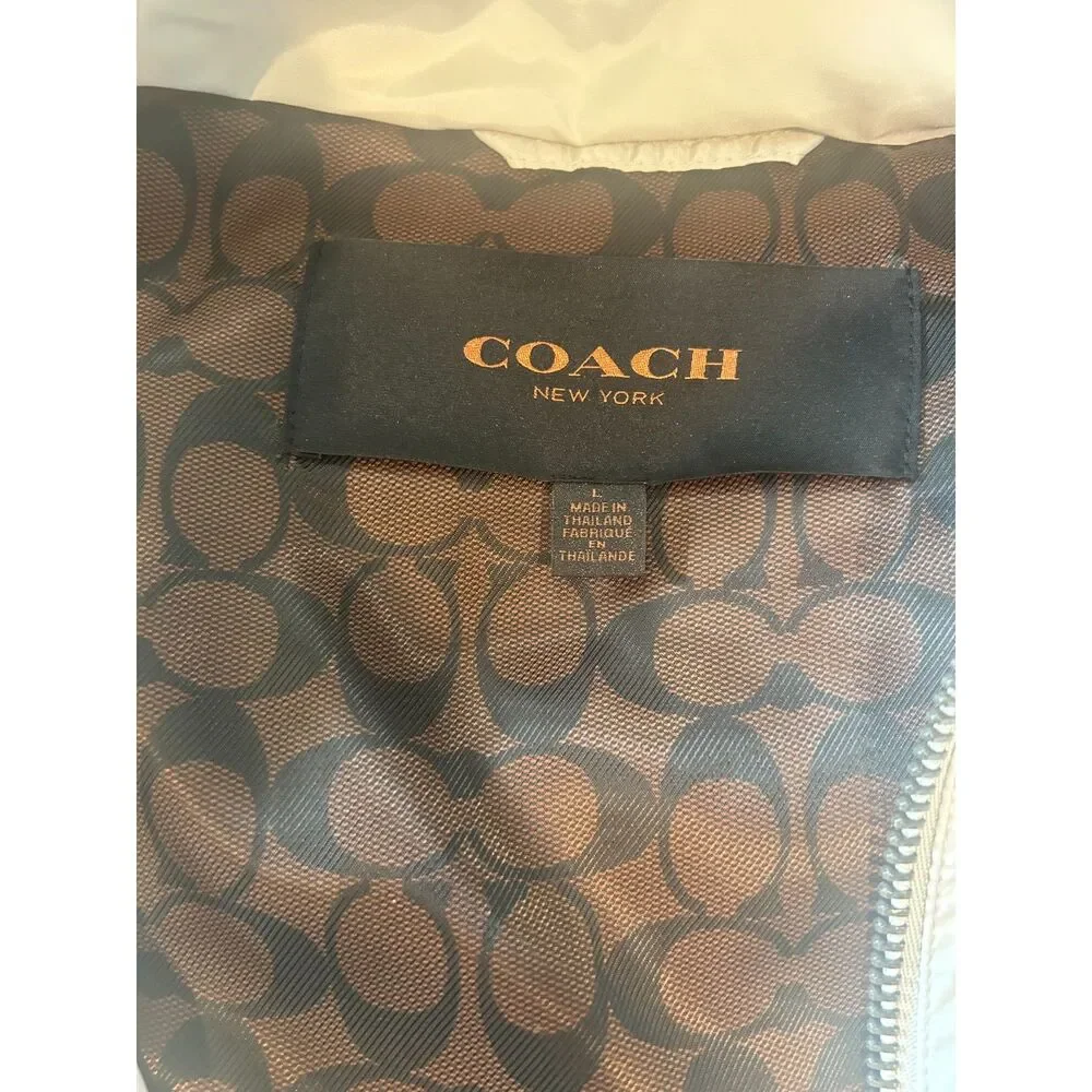 Coach Signature Puffer Vest Women's Hooded Full Zip Logo Lined